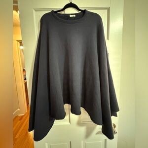6397 Navy Fleece Poncho